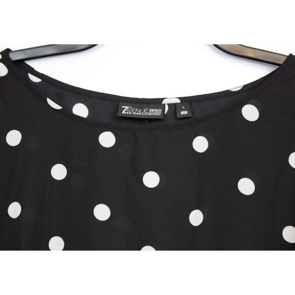 3 7th Avenue Design Studio Blouses sz L Polka Dot Blue Pink Formal New York & Co - Picture 16 of 16